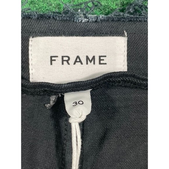 Frame Black Cut Off Waist Mini Boot Slit in Film Noir Jeans Womens Sz 30 - Picture 9 of 12